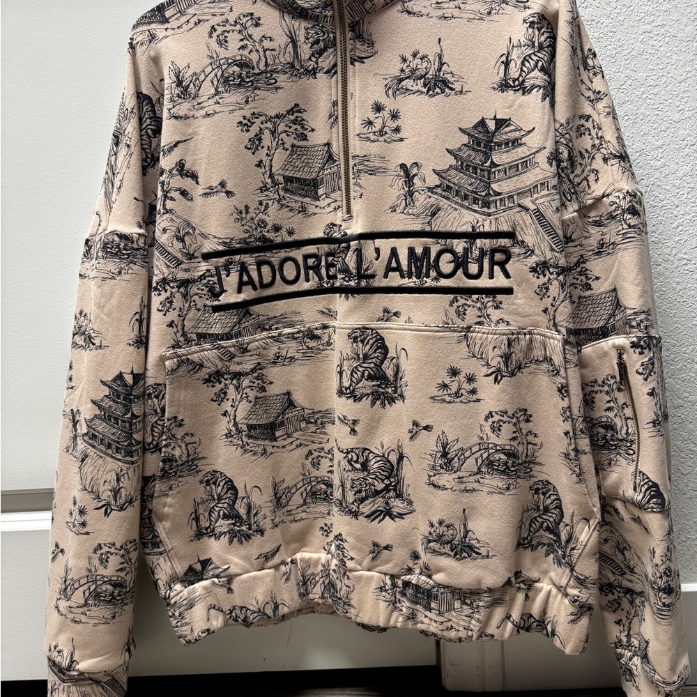 EllandEmm Beige Hoodie with Black Label